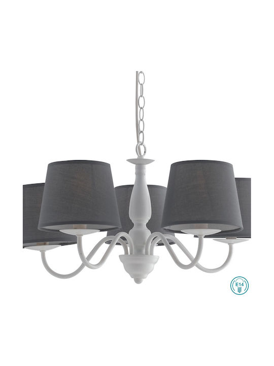 Fan Europe Favola 5 Πολυέλαιος 5xE14 Ø56cm με Καπέλα Λευκός I-FAVOLA/5