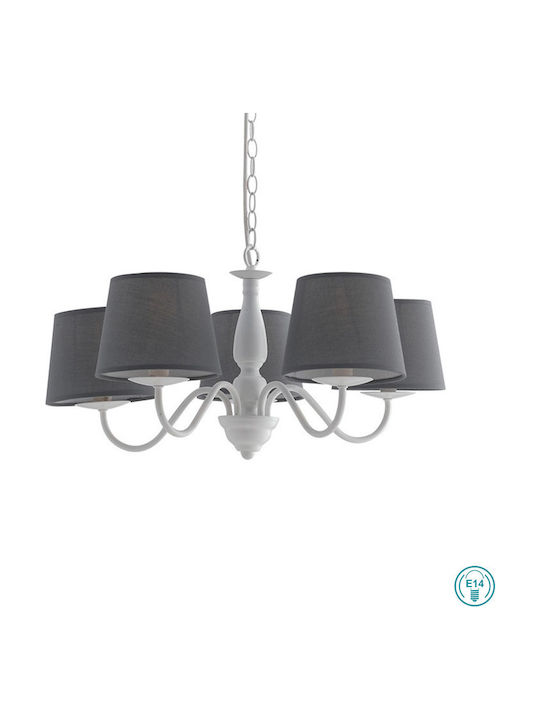 Fan Europe Favola 5 Πολυέλαιος 5xE14 Ø56cm με Καπέλα Λευκός I-FAVOLA/5