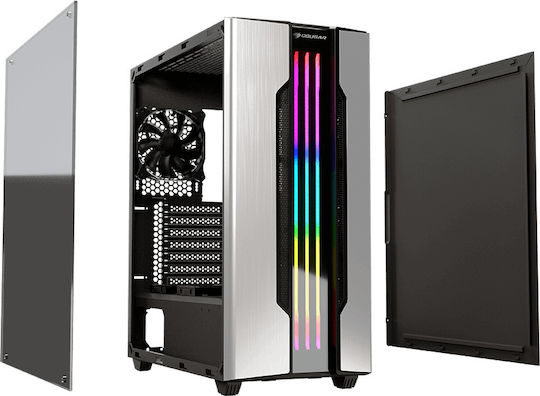 Cougar Gemini M Gaming Mini Tower Κουτί Υπολογιστή με Πλαϊνό Παράθυρο Γκρι