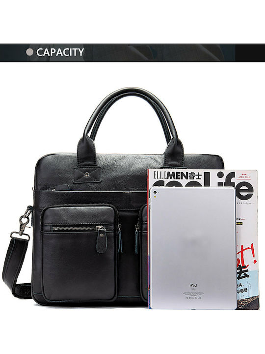Leder Herrentasche Geldbörse Schwarz