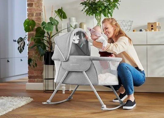 Kinderkraft Cradle Lovi with Mattress and Wheels Grey