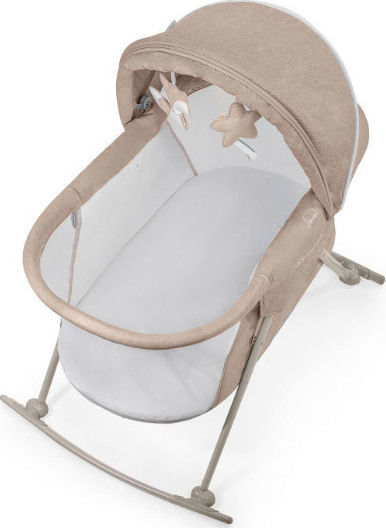 Kinderkraft Cradle Lovi with Mattress and Wheels Beige