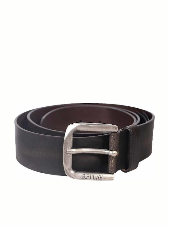 Wide Men's Belt Leather Brown