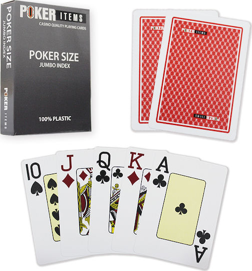 Pokeritems Jumbo Τράπουλα Πλαστική Κόκκινη