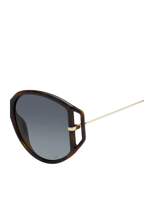 Dior Women's Sunglasses with Brown Frame and Gray Gradient Lens