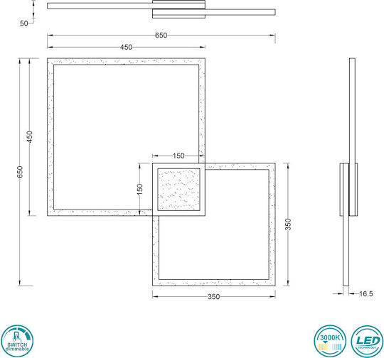 Trio Lighting Hydra Πλαφονιέρα Οροφής 65εκ. Μαύρη με Ενσωματωμένο LED