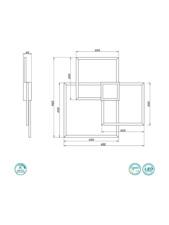 Trio Lighting Hydra Πλαφονιέρα Οροφής 65.5εκ. Ανθρακί με Ενσωματωμένο LED