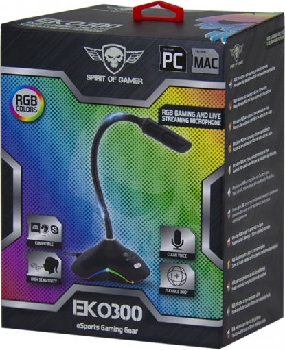 Spirit of Gamer Eko300 Микрофон USB Gooseneck в Черен Цвят