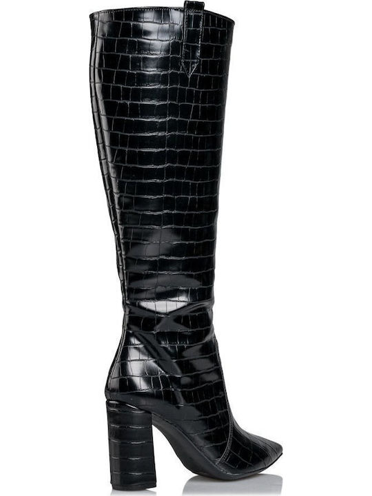 Damenstiefel aus Lackleder mit hohem Absatz Schwarz