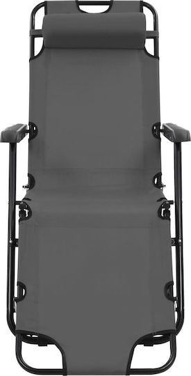 vidaXL Lounger-Armchair Beach with Recline 2 Slots Gray 138x61x89cm Set of 2pcs