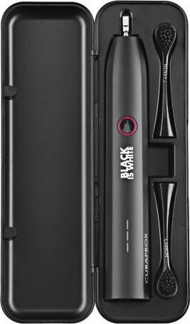 Curaprox Hydrosonic Black is White Periuță de dinți electrică cu Husă de Călătorie Neagră