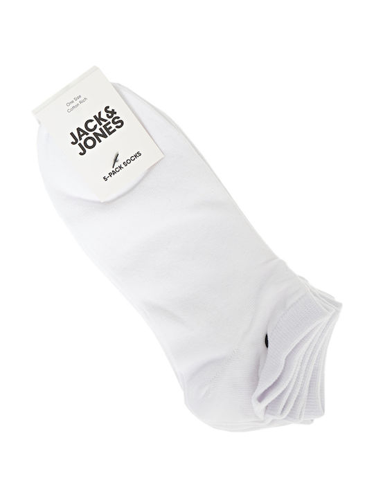 Jack & Jones Ανδρικές Μονόχρωμες Κάλτσες Λευκές 5Pack