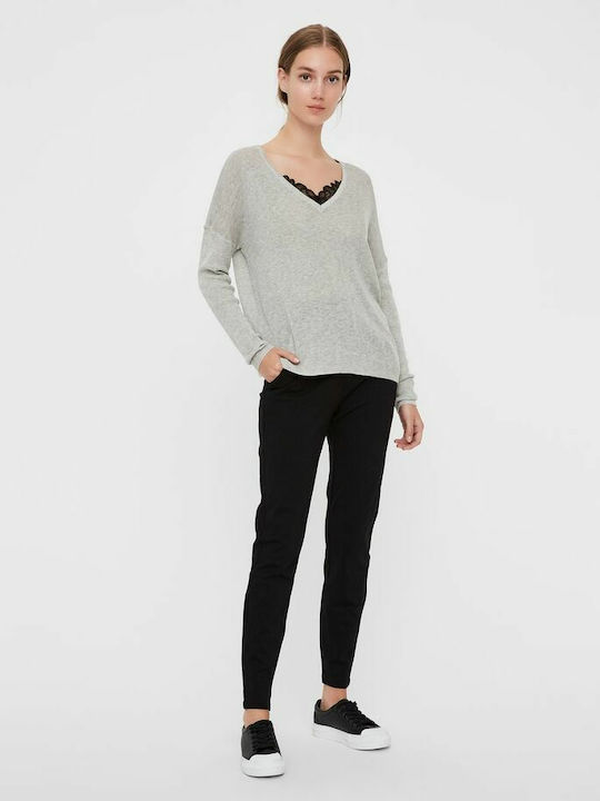 Vero Moda Μακρυμάνικο Γυναικείο Top Light Grey Melange