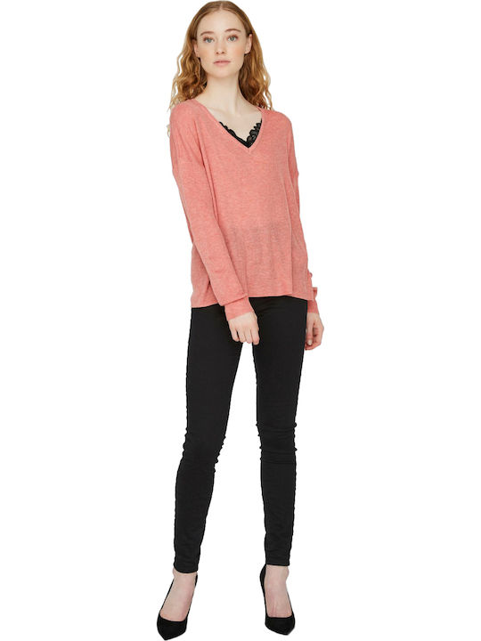 Vero Moda Women's Blouse Long Sleeve with V Neck Sepia Rose