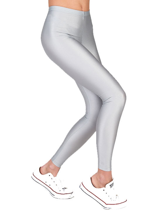 Jacqueline Shiny Women's Long Everyday Legging Shiny Silver
