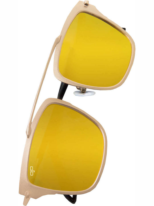 OJO Sunglasses Square Oye Ανδρικά Γυαλιά Ηλίου με Χρυσό Μεταλλικό Σκελετό και Κίτρινο Καθρέφτη Φακό 24OTR58003