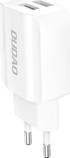 Dudao Зарядно без кабел с 2 USB-A порта Quick Charge 3.0 Бял (A2EU)