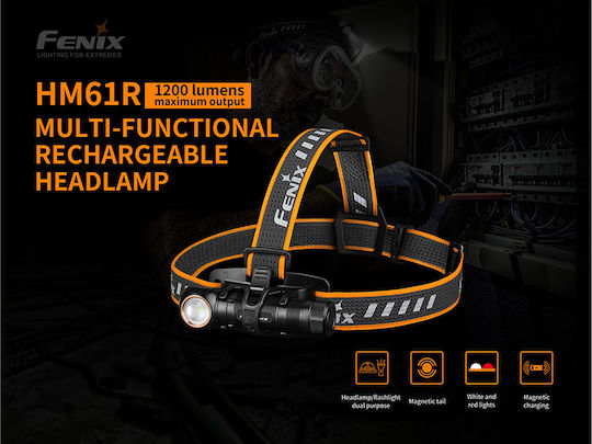 Fenix Wiederaufladbar Stirnlampe LED IP68 mit maximaler Helligkeit 1200lm Schwarz