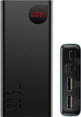 Baseus Adaman Power Bank 20000mAh 18W mit 2 USB-A Anschlüssen und USB-C Anschluss Schnellaufladung 3.0 Schwarz