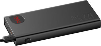Baseus Adaman Power Bank 20000mAh 18W mit 2 USB-A Anschlüssen und USB-C Anschluss Schnellaufladung 3.0 Schwarz