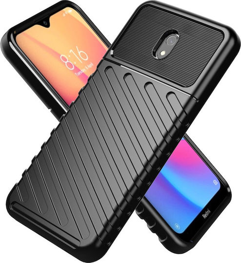 Hurtel Thunder Series Umschlag Rückseite Kunststoff Schwarz (Redmi 8A)
