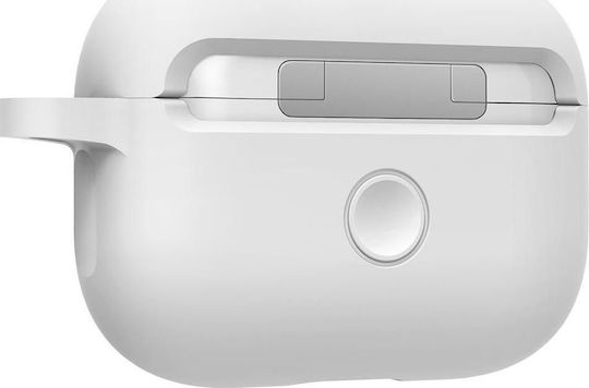 Spigen Silicone Fit with Carabiner Pro Silicone Case with Keychain White for Apple AirPods Pro