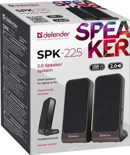Defender SPK-225 Компютърни тонколони 2.0 с мощност 4W в Черен цвят