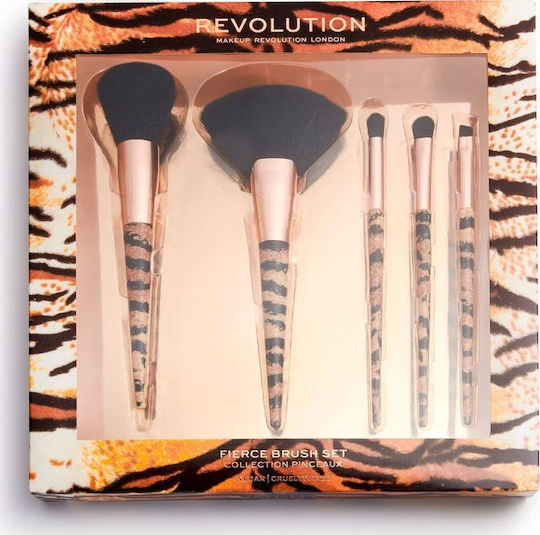 Revolution Beauty Professional Set with Makeup Brushes made of Synthetic Hair Wild Animal 5pcs