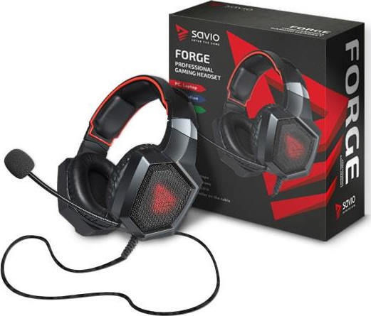 Savio Forge Über Ohr Gaming-Headset mit Verbindung 3,5mm / USB Schwarz