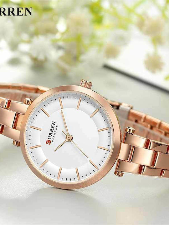 Curren Women's Watch with Pink Gold Metal Bracelet