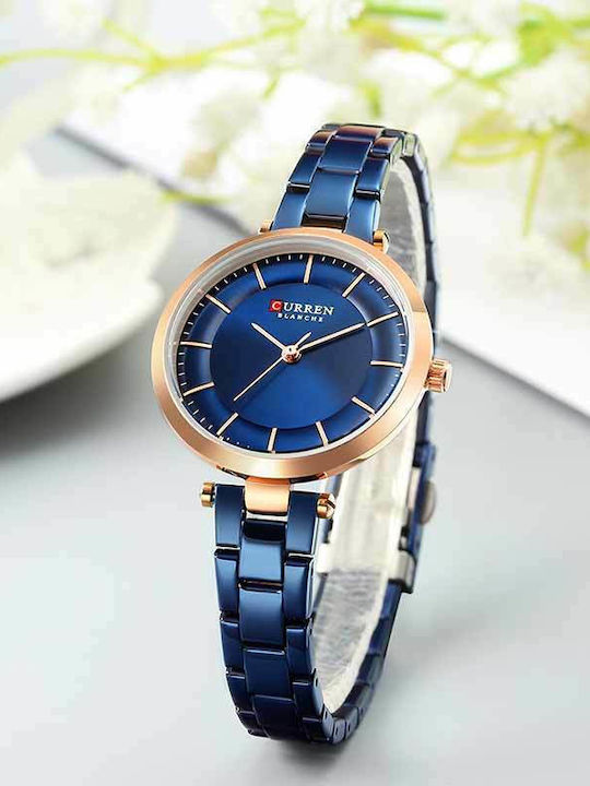 Curren Women's Watch with Blue Metal Bracelet