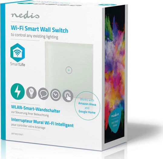 Nedis Χωνευτός Διακόπτης Τοίχου Αφής Wi-Fi Μονός με Πλαίσιο Λευκός