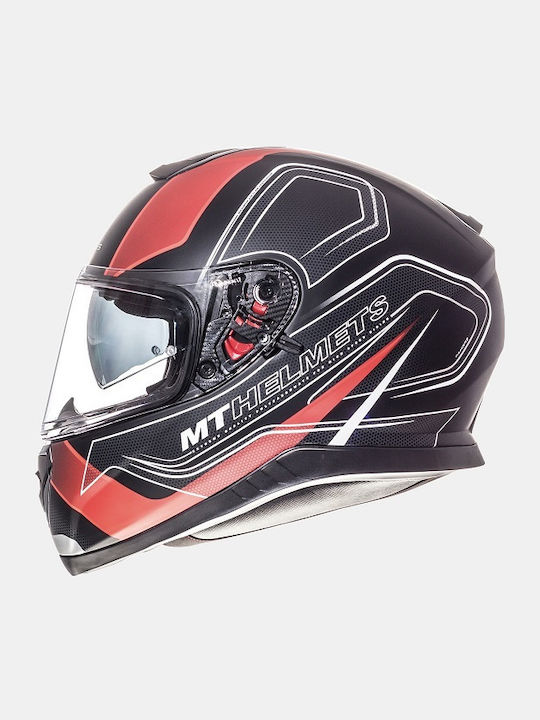 MT Thunder 3 SV Trace Matt Black-Red Motorcycle Helmet Full Face ECE 22.05 with Sunvisor MTH000KRA208