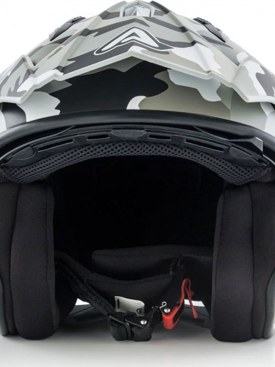 Acerbis Aria Matt Camo Grey Motorcycle Helmet Jet 1050gr with Sunvisor