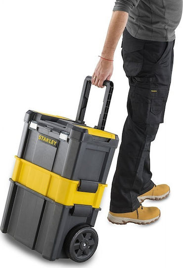 Stanley Wheeled Plastic Tool Carrier 3 Slot with Toolbox W47.5xD28.3xH63cm Essencial
