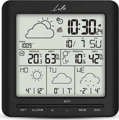 Life WES-400 221-0062 Ασύρματος Μετεωρολογικός Σταθμός Ψηφιακός Επίτοιχος / Επιτραπέζιος Μαύρος