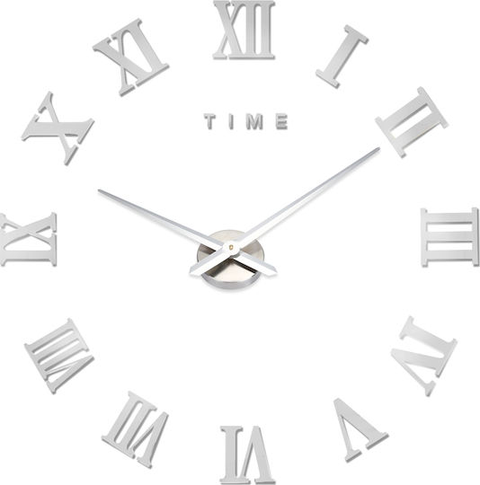 Mirror Roman Do It Yourself (Number Dimension 12cm) Antique Wall Clock Plastic Silver Ø120cm Mirror Roman Do It Yourself (Number Dimension 12cm) Antique Wall Clock Plastic Silver Ø120cm