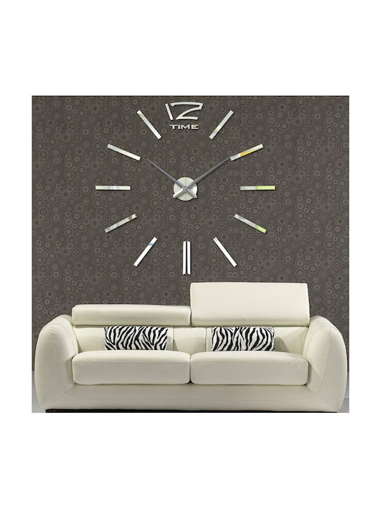 Mirror Hour Do It Yourself 3D Wall Clock Sticker Plastic Silver