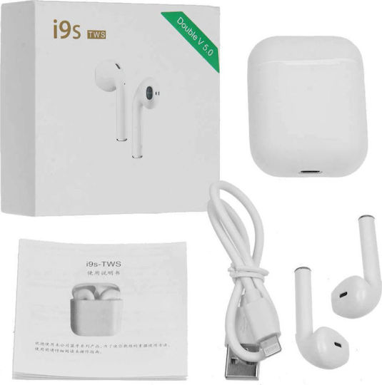 i9S-TWS Earbud Bluetooth Handsfree Ακουστικά με Θήκη Φόρτισης Λευκά