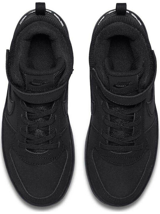 Court Court Borough Mid Psv Kids Sports Shoes Basketball with Hoop & Loop Closure Black
