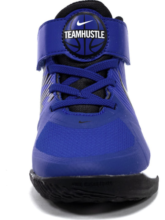 Hustle Team Hustle Kids Sports Shoes Basketball with Hoop & Loop Closure Game Royal / White / Black