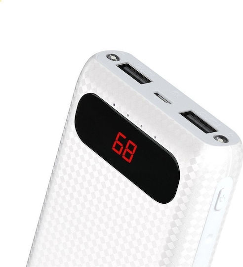 Awei P70K Power Bank 20000mAh με 2 Θύρες USB-A Λευκό