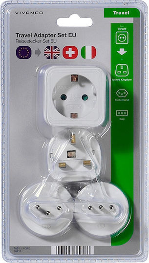 Vivanco Travel Adapter Set Europe Αντάπτορας Πρίζας από Ελλάδας σε Universal