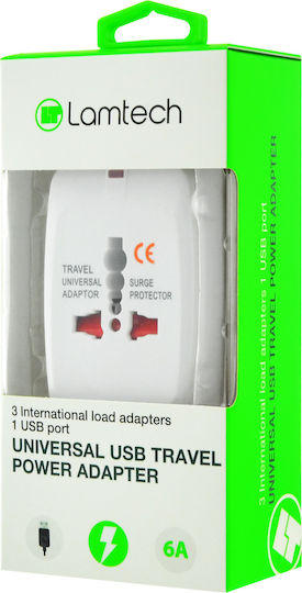 Lamtech Αντάπτορας Πρίζας από Universal σε Universal με 1 Θύρες USB