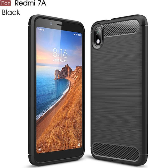 Brushed Carbon Back Cover Σιλικόνης Μαύρο (Redmi 7A)