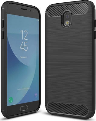 Carbon Fiber Brushed Back Cover Σιλικόνης Μαύρο (Galaxy J7 2017)