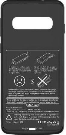 Battery Pack Umschlag Rückseite Kunststoff Schwarz (Galaxy S10+)