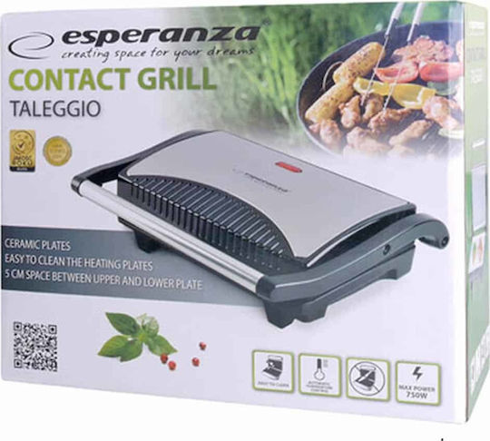 Esperanza Taleggio Τοστιέρα με Κεραμικές Πλάκες για 2 Τοστ 750W Inox