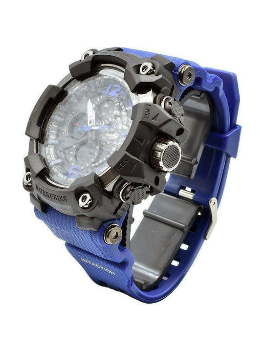 Expcni Battery Watch with Rubber Strap Blue