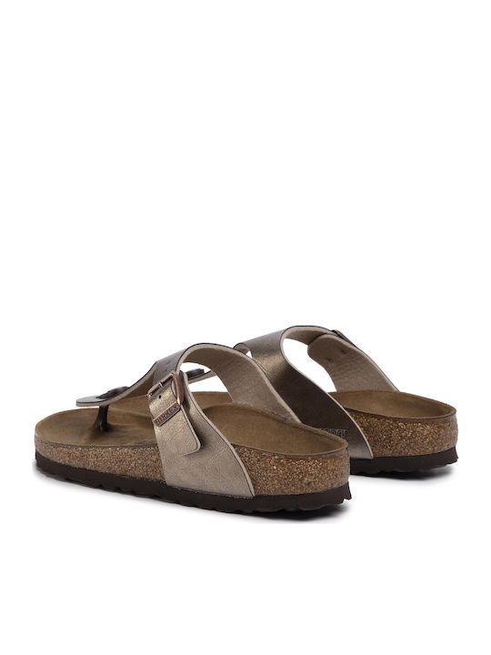 Gizeh Birko-Flor Women's Anatomic Flat Sandals Gold Narrow Fit